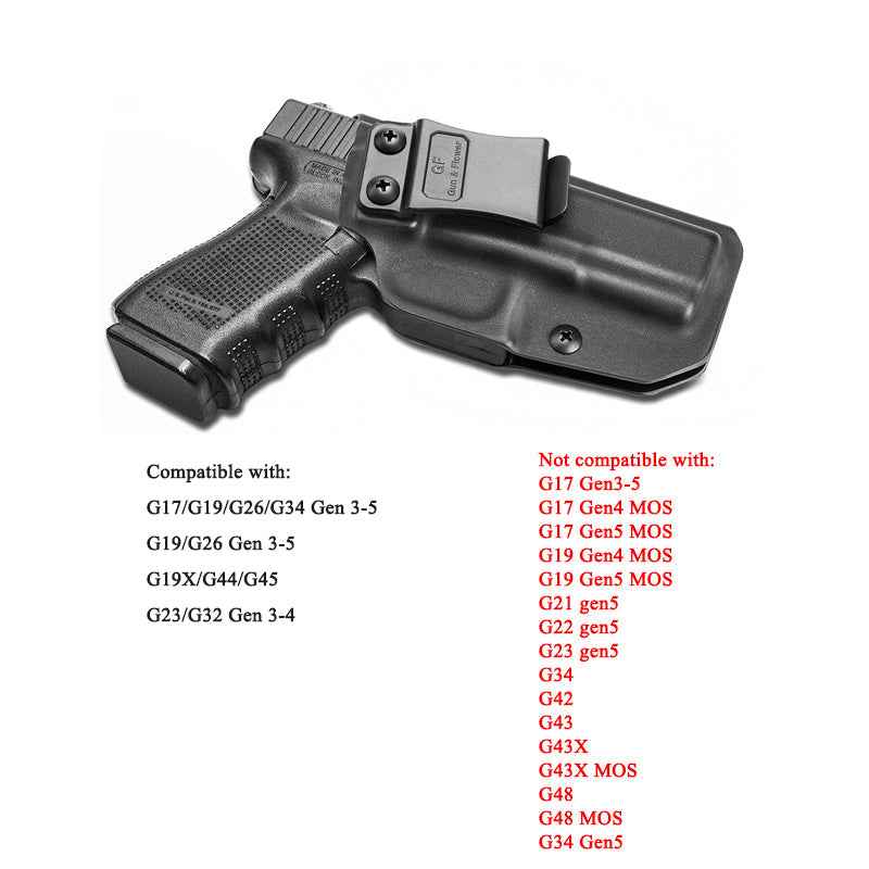 Glock 19 Gen3-5 G19X G23 Gen3-4 G26 Gen3-5 G32 Gen3-4 G44 G45 Carbon Fiber Kydex IWB Holster , Right Hand | Gun & Flower