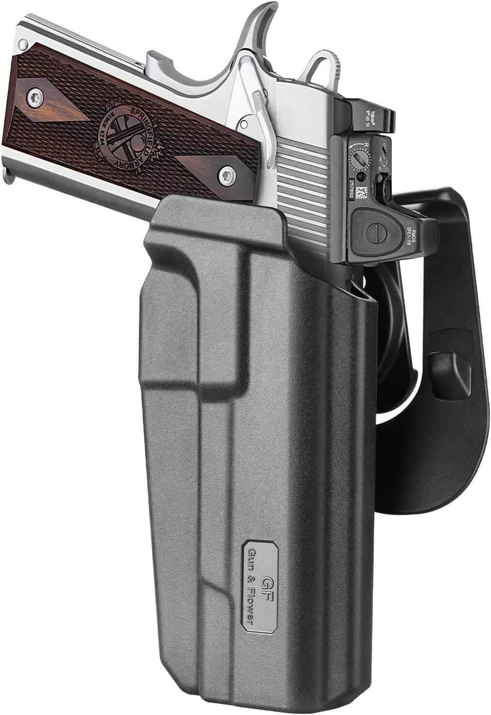 1911 Thumb Release Polymer OWB Paddle Holster, Right Hand | Gun & Flower