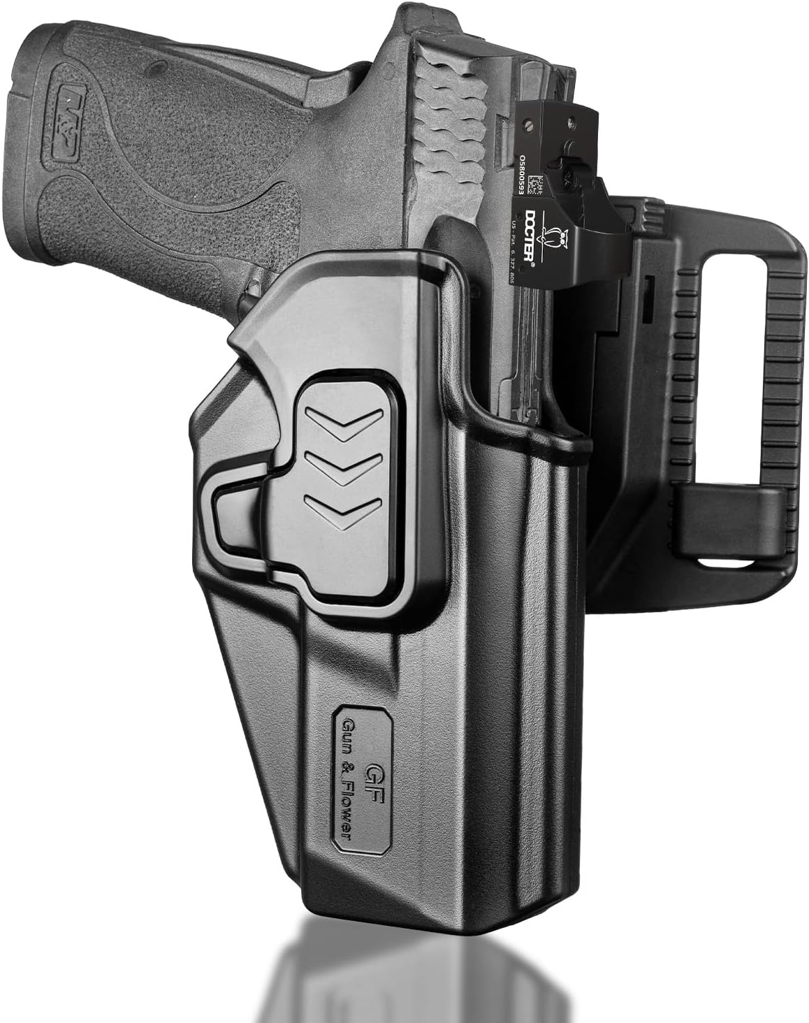 Gun & Flower Tool-Free 360° Adjustment OWB Holster, Optic/RDS Compatible for Smith & Wesson M&P Shield 380 EZ丨M&P Shield 9mm EZ, Quick Release, Level 2 Retention, Belt Loop,Right Hand - Polymerholster