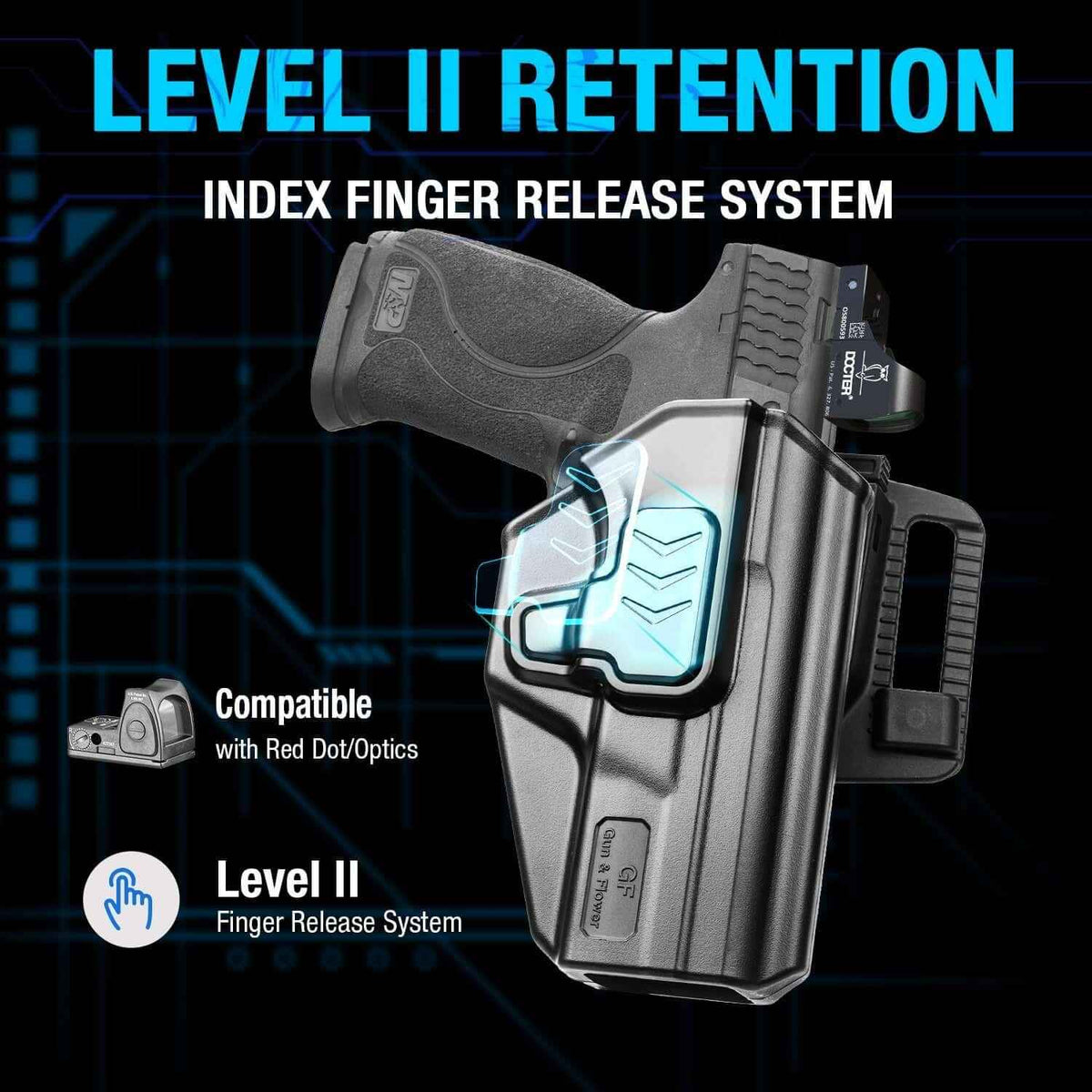 SD9VE & SD40VE Holster, Outside Waistband Holster for S&W SD9 VE & SD40 VE Pistol, Level II Retention, Index Finger Released, Angle adj, Quick Mounting/Dismounting, Right Hand, Fit 1.5-2.0''Belt