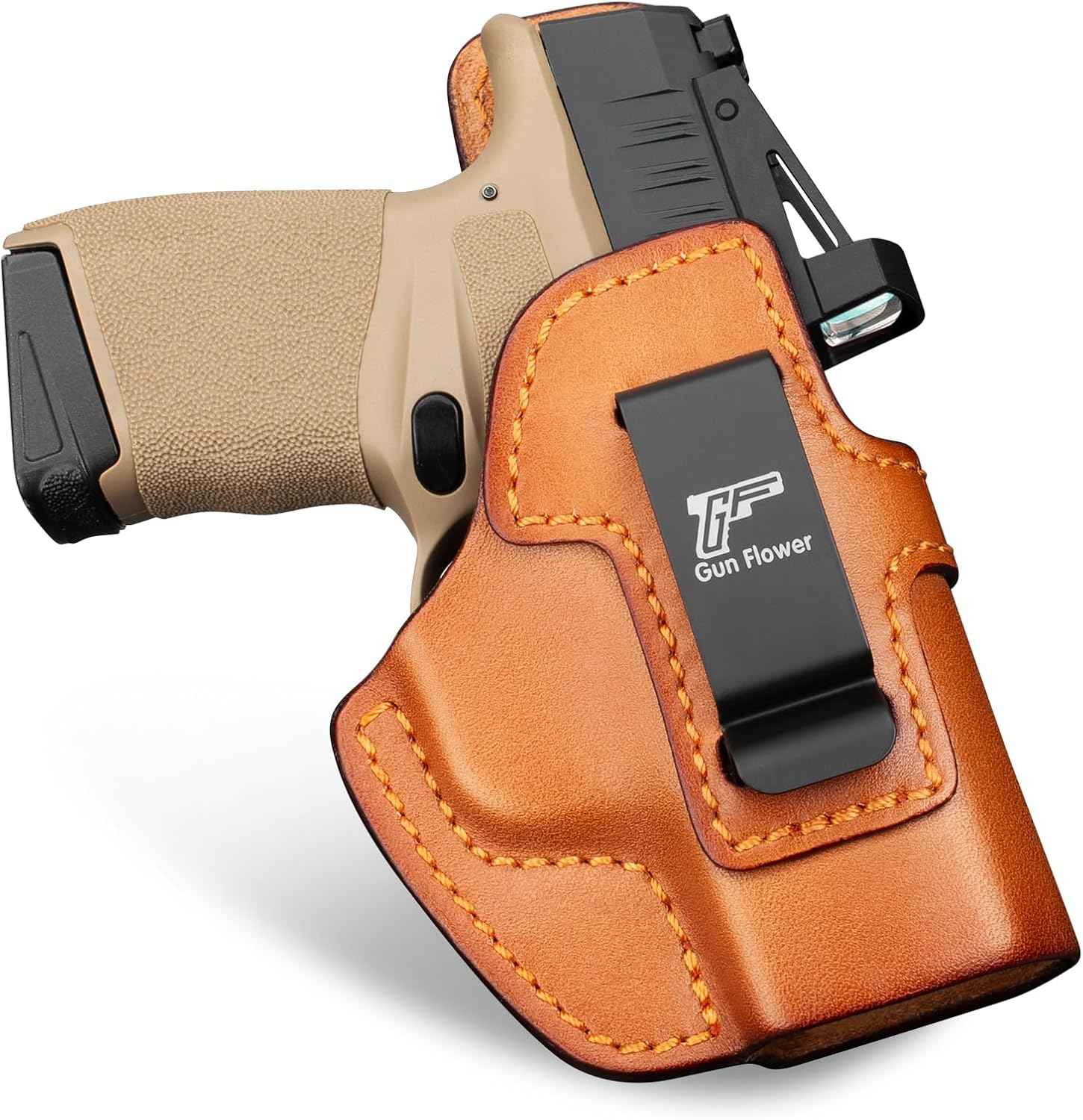 Springfield Hellcat / Hellcat OSP IWB Leather Holster - Optic Cut Concealed Carry, Appendix Inside Waistband, Fits 1.5"-1.75" Belt, Black Right Hand - GUN & FLOWER