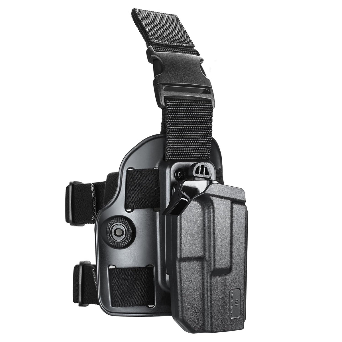 Level II Retention G17 Drop Leg Holster, Fit for Glock 17 Gen 3-5 Glock 22/31 Gen 3-4, Glock 44/45.Not Fit G22/G31 Gen 5, Polymer Thigh Holster Platform, Thumb Release Holster, Leg Holster for Pistols - Polymerholster