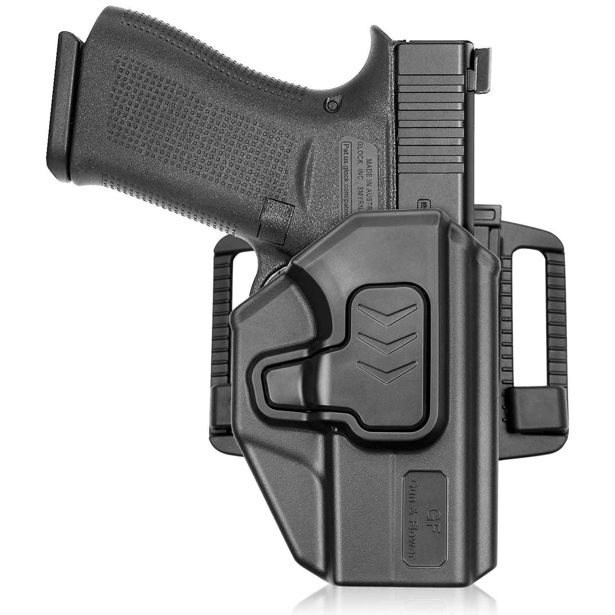 Polymer OWB Holster for Glock 43 43x with 360 Degrees Adjustable Belt Clip Level II Retention OWB Index Finger Release Trigger Guard Holsters Right Hand