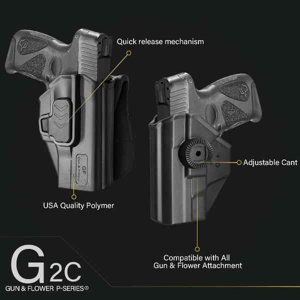 Taurus G2C Taurus G3C Taurus G3C TORO Taurus PT111 Millennium G2 Taurus PT140 Millennium G2 OWB Polymer Holster With 1 pcs Paddle and 1 pcs Molle Attachment Adapters | Gun & Flower