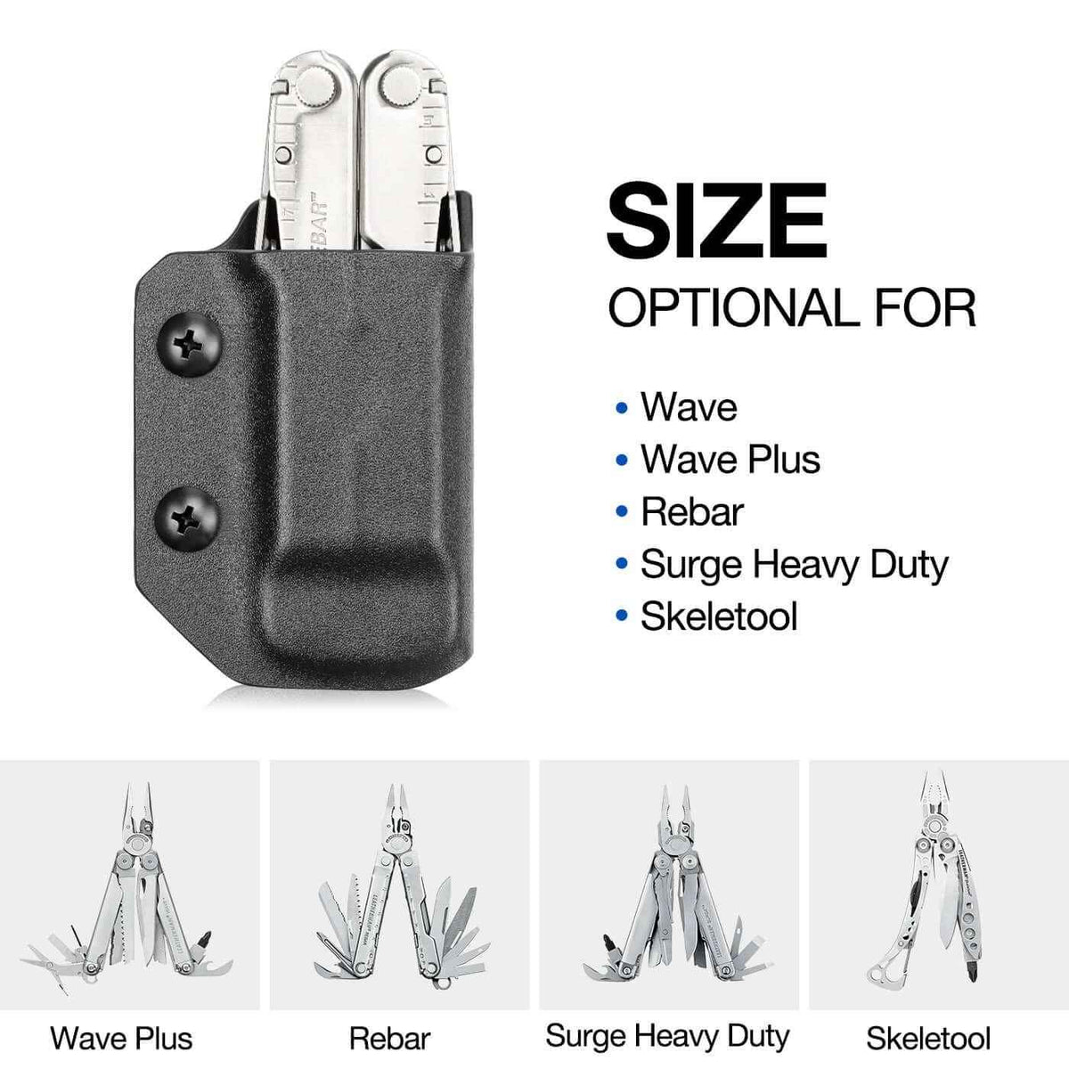Kydex Multitool Sheath for LEATHERMAN WAVE & WAVE + PLUS/REBAR/SURGE HEAVY/SKELETOOL Multi Tool Pouch - Gunflowerholsters