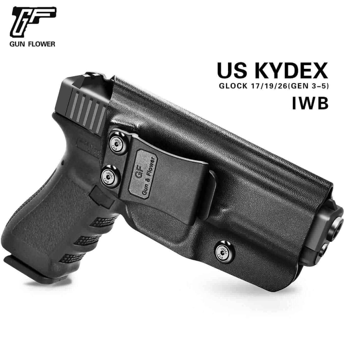 Kydex IWB Holster for G17 Gen3-5 G19 Gen3-5 G19X G23 Gen3-4 G26 Gen3-5 G32 Gen3-4 G34 Gen3-5 G44 G45 Concealed Carry Holster Gun 9mm for Men Women , Right Hand | Gun & Flower - Gunflowerholsters