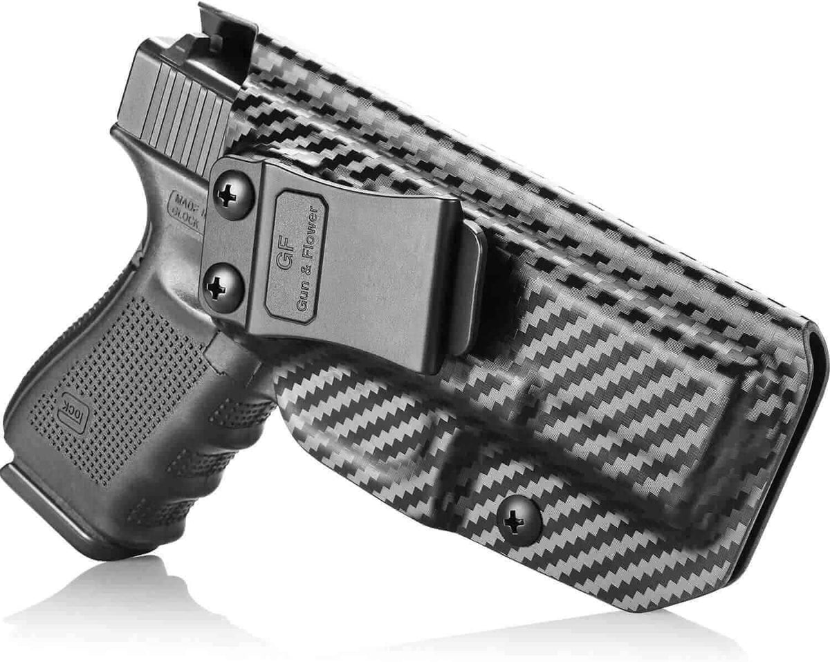 Glock 19 Gen3-5 G19X G23 Gen3-4 G26 Gen3-5 G32 Gen3-4 G44 G45 Carbon Fiber Kydex IWB Holster , Right Hand | Gun & Flower