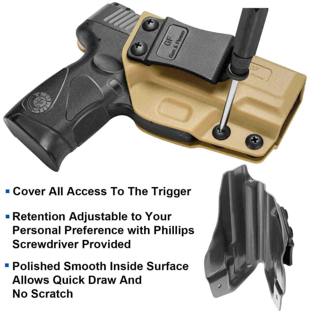 Taurus G2C/G3C/ Taurus Millennium G2 PT111/PT140 Polymer IWB Holster in Tan | Gun & Flower - Polymerholster