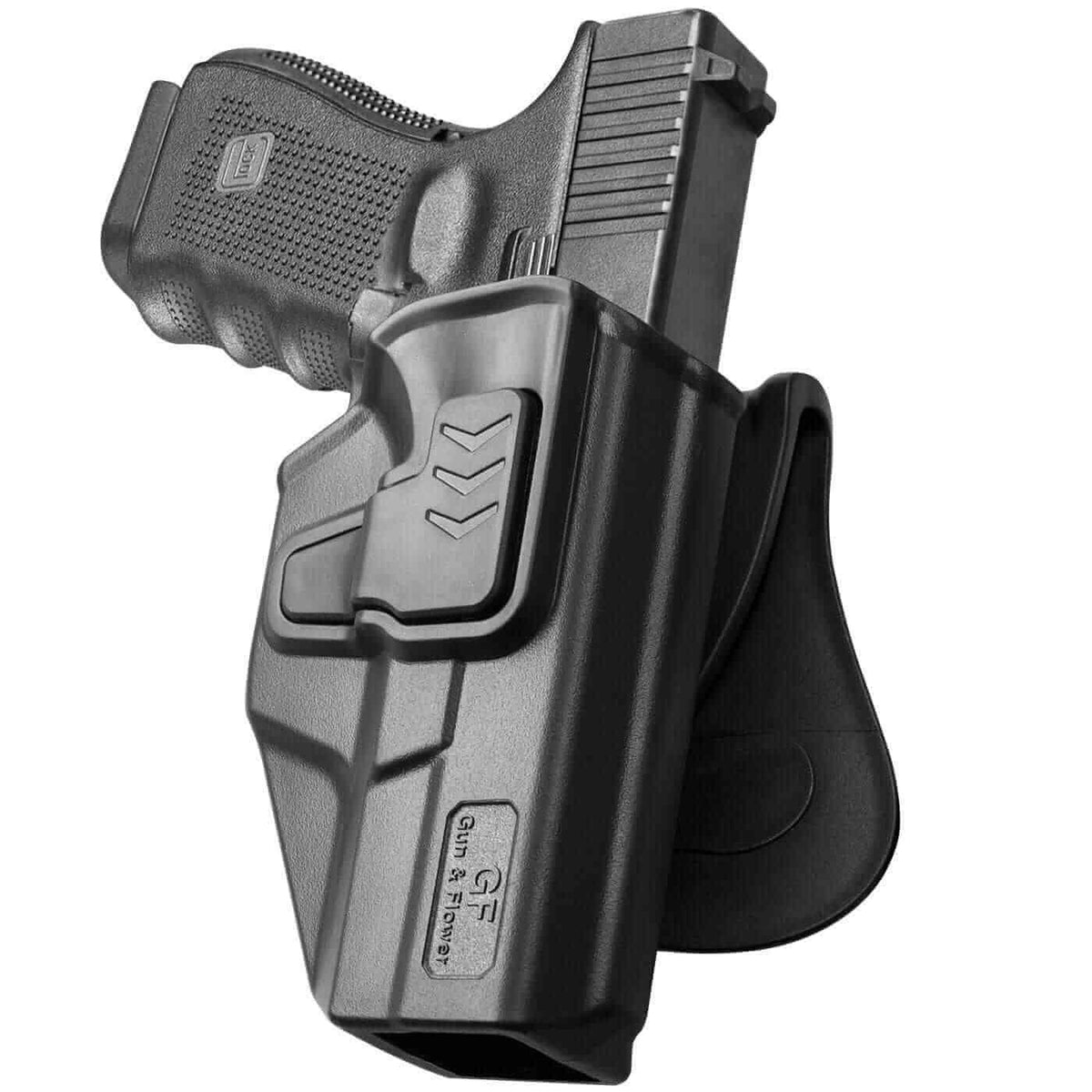 G19 Holster, OWB Holster Compatible with Glock G19 Gen3-5 G19X G23 Gen3-4 G26 Gen3-5 G32 Gen3-4 G44 G45, Outside Waistband Carry Holster with Level II Retention, 360 Degrees Adjustable Paddle, Right/Left Hand - Polymerholster