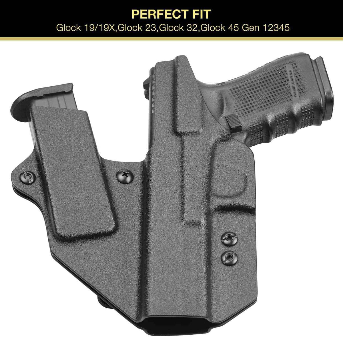 Sidecar Kydex Gun Holster Magazine Pouch for Glock 17 Gen3-5 G17 Gen4 MOS G17 Gen5 MOS G19 Gen3-5 G19 Gen4 MOS G19 Gen5 MOS G21 gen5 Glock 26 Gen3-5 G34 G19X G34 Gen5 G44 G45 MOS 9mm | Gun & Flower