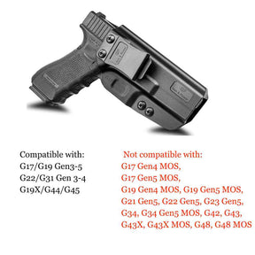 Glock 17 22 31 Polymer IWB Holster Inside Waistband Concealed Carry Holster for G17 Gen3-5  G19 Gen3-5  G19X  G23 Gen3-4  G22 Gen3-4 G31 Gen3-4 G32 Gen3-4  G44  G45, Adj. Cant, Adj. Retention, Right Hand | Gun & Flower - Gunflowerholsters