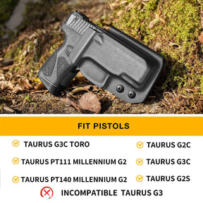 Kydex OWB Holster for Taurus G2C Taurus G2S Taurus G3C Taurus G3C TORO Taurus PT111 Millennium G2 Taurus PT140 Millennium G2 Comfortable with 2.25" Belt Clip | Gun & Flower