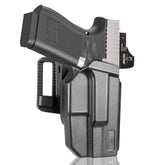 Glock 19 Holster, Level II Retention OWB Holster for Glock19 19X 32 44 45(Gen 3 4 5) 丨Glock23(Gen 3 4), Belt Loop Attachment, Outside Waistband Carry,  Thumb Release,right hand|Gun & Flower - Gunflowerholsters