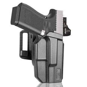 Glock 19 Holster, Level II Retention OWB Holster for Glock19 19X 32 44 45(Gen 3 4 5) 丨Glock23(Gen 3 4), Belt Loop Attachment, Outside Waistband Carry,  Thumb Release,right hand|Gun & Flower - Gunflowerholsters