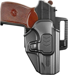 GUN & FLOWER OWB Makarov PM Holster - Level 2 Index Finger Release, 360° Adjustable Tactical Belt Loop Fits 1.5"-2.25" Width, Optics Ready for Red Dot, Right Hand Draw, Open Muzzle Design (Black) - Polymerholster