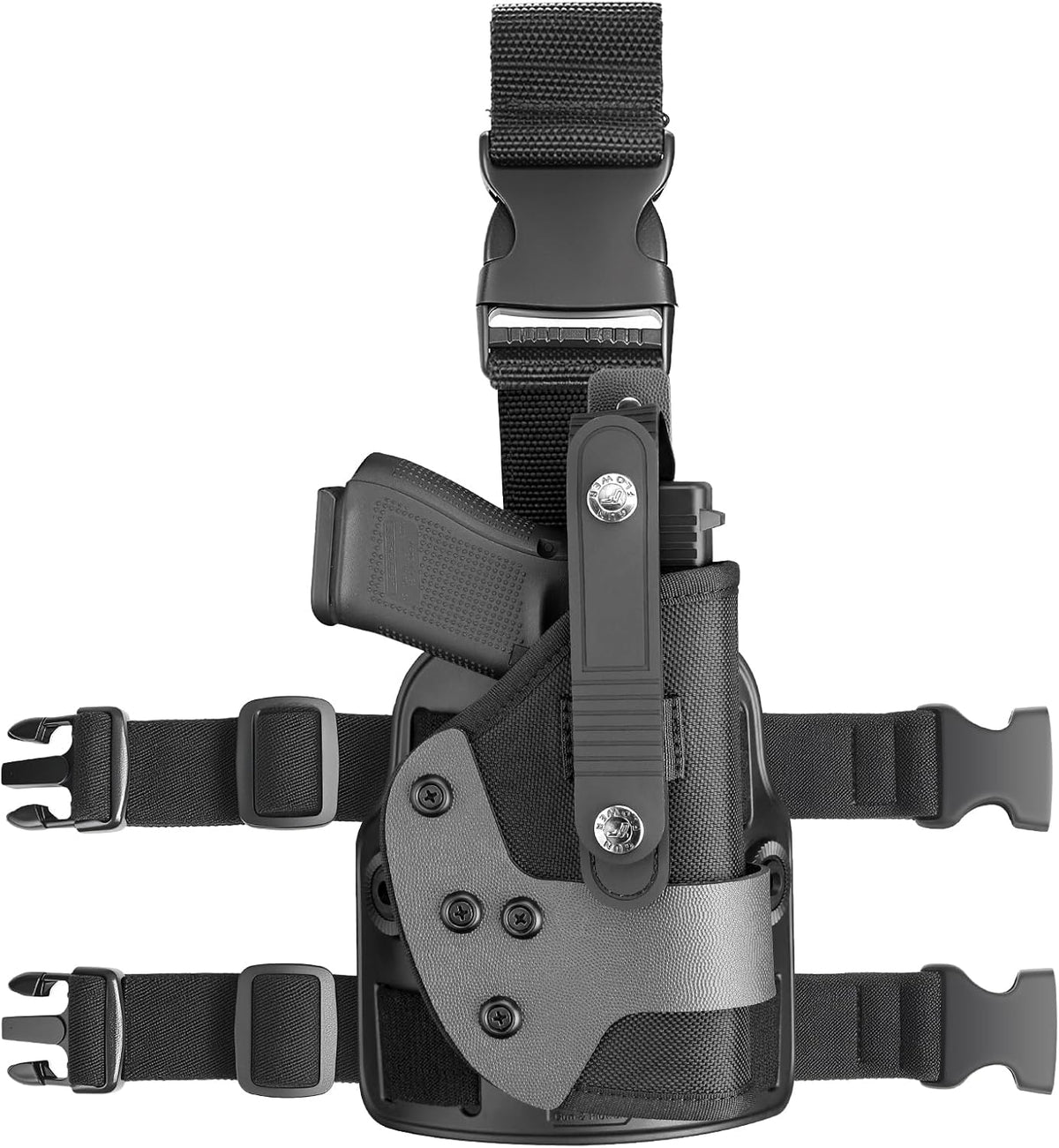 Universal Adjustable Drop Leg Holster - Fits Glock 17 19 22 23 26 Gen3-5, Taurus G2C G3C G3 XL, Beretta 92FS PX4 APX, M&P 9MM Compact, Canik TP9 SF Elite, CZ P07 P09 P10C | Tactical Thigh Platform (No Optic) - Polymerholster