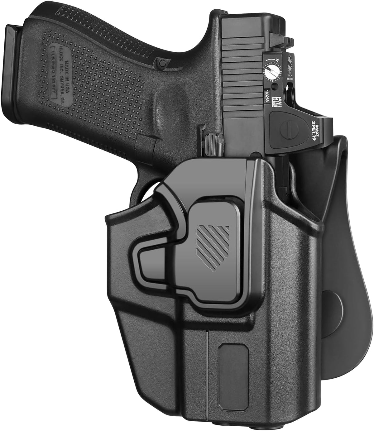Universal OWB Holster for Compact and Subcompact Pistols, Fit Glock 19/26/43/ 43X/43X Mos, Hellcat pro,Taurus G2C, PSA Dagger Compact and More, Index Finger Release, Right Hand - Polymerholster