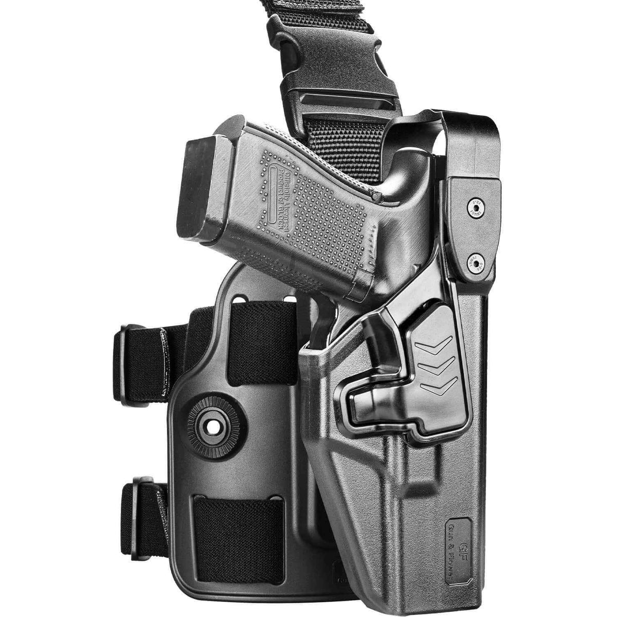 Level III Holster for Glock 19/17 Drop Leg Holster,  Leg Holster for Glock 17/19/31/32(Gen 1-5), G22/G23(Gen 1-4), G19X, 44, 45, Thigh Holster, Fit 1.5, 1.75, 2.0'' security Belt, Adj. Ride Height|Gun &Flowers