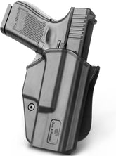 OWB Holster Compatible with G17 Gen3-5 G17 Gen4 MOS G17 Gen5 MOS G19 Gen3-5 G19 Gen4 MOS G19 Gen5 MOS Glock 26 Gen3-5 G34 G19X G34 Gen5 G44 G45 MOS. Outside Waistband Carry Holster with Level I Retention-Right Hand - Polymerholster
