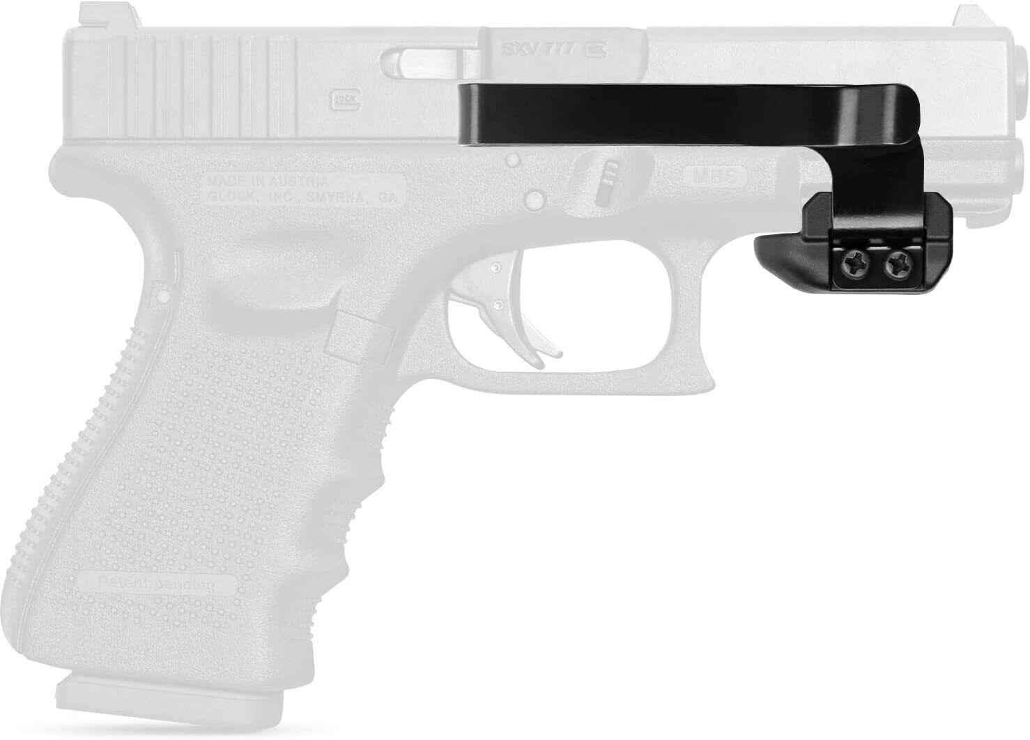 "Universal Rail Gun Clip, Low Profile Concealed Carry Gun Clip Fit: Gun w/Rail 1.31 Inch and Plus Hand gun accessories, namely, belt clips for securing a gun without the use of a holster "