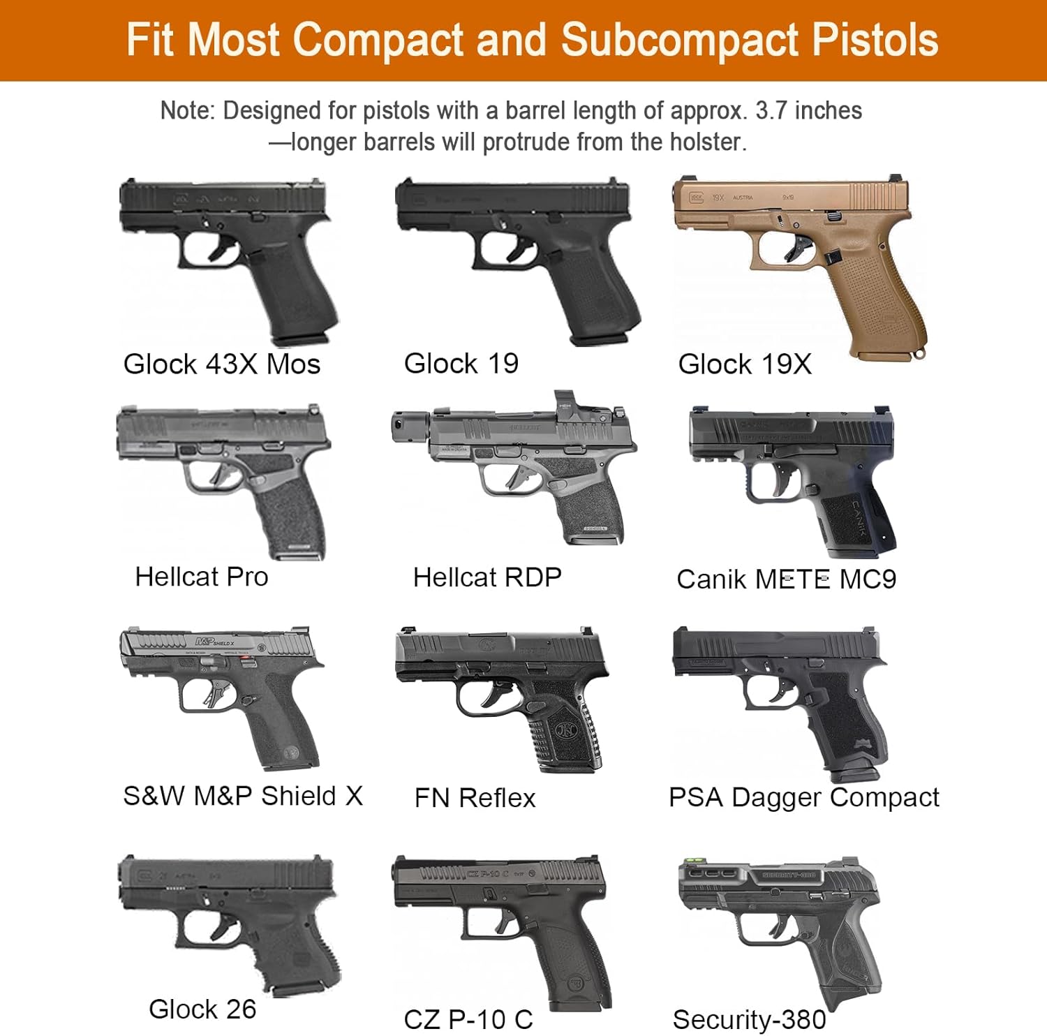 Universal OWB Holster for Compact and Subcompact Pistols, Fit Glock 19/26/43/ 43X/43X Mos, Hellcat pro,Taurus G2C, PSA Dagger Compact and More, Index Finger Release, Right Hand - Gunflowerholsters