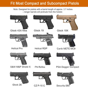 Universal OWB Holster for Compact and Subcompact Pistols, Fit Glock 19/26/43/ 43X/43X Mos, Hellcat pro,Taurus G2C, PSA Dagger Compact and More, Index Finger Release, Right Hand - Gunflowerholsters