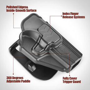 GUN & FLOWER OWB Makarov PM Paddle Holster - Level 2 Index Finger Release, 360° Adjustable Gearwheel Paddle, Fits 1.5" - 2.25" Belts, Optics Cut Ready, Right Hand, Open Muzzle Design (Black) - Gunflowerholsters