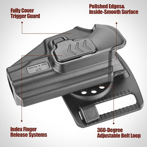 GUN & FLOWER OWB Makarov PM Holster - Level 2 Index Finger Release, 360° Adjustable Tactical Belt Loop Fits 1.5"-2.25" Width, Optics Ready for Red Dot, Right Hand Draw, Open Muzzle Design (Black) - Polymerholster