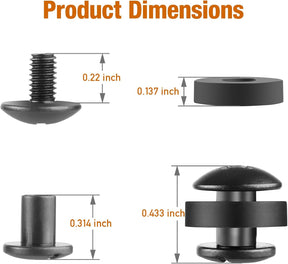 24 Sets Black Chicago Screws for DIY Kydex/Leather Holsters, Clips & Knife Sheaths - Includes Phillips Truss Heads, Slotted Fasteners & Rubber Spacers | Secure Fit, Anti-Loosening - Polymerholster