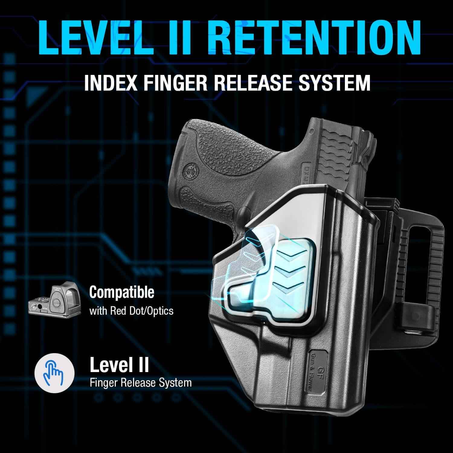 Level II Retention OWB Holster for M&P Shield 9MM, Belt Loop Attachment, Quick Mounting/Dismounting|Gun & Flower - Gunflowerholsters