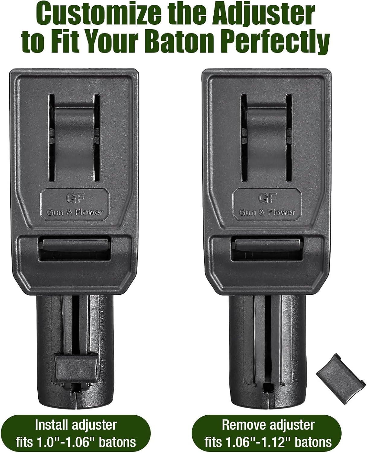 Baton Holder for 1.0 to 1.12 inch Diameter Batons, Expandable Baton Holsters for Duty Belt, 360 Degrees Rotation Tactical Swivelling Baton Pouch, Fits 1.5" 1.75" 2.0" Wide Belt - Polymerholster