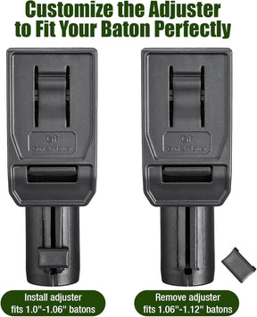 Baton Holder for 1.0 to 1.12 inch Diameter Batons, Expandable Baton Holsters for Duty Belt, 360 Degrees Rotation Tactical Swivelling Baton Pouch, Fits 1.5" 1.75" 2.0" Wide Belt - Polymerholster