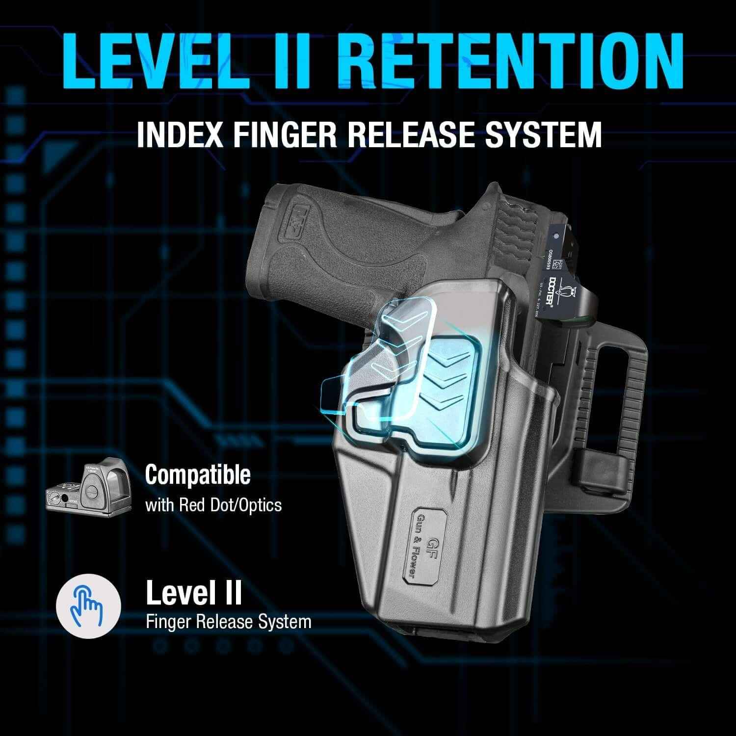 Level II Retention OWB Holster for S&W M&P 9/380 Shield EZ, Belt Loop Attachment, Quick Mounting/Dismounting|Gun&Flower - Gunflowerholsters