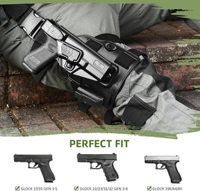 Level III Retention G17 Drop Leg Holster with Single Mag Holder – Fits Glock 17/19 (Gen 3-5), Glock 22/23/31/32 (Gen 3-4), Glock 19X/44/45 – Tactical Thigh Holster Adjustable Right Hand - Gunflowerholsters