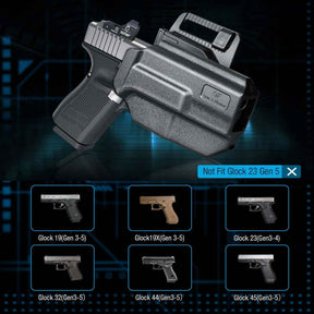 Glock 19 Holster, Level II Retention OWB Holster for Glock19 19X 32 44 45(Gen 3 4 5) 丨Glock23(Gen 3 4), Belt Loop Attachment, Outside Waistband Carry,  Thumb Release,right hand|Gun & Flower - Gunflowerholsters