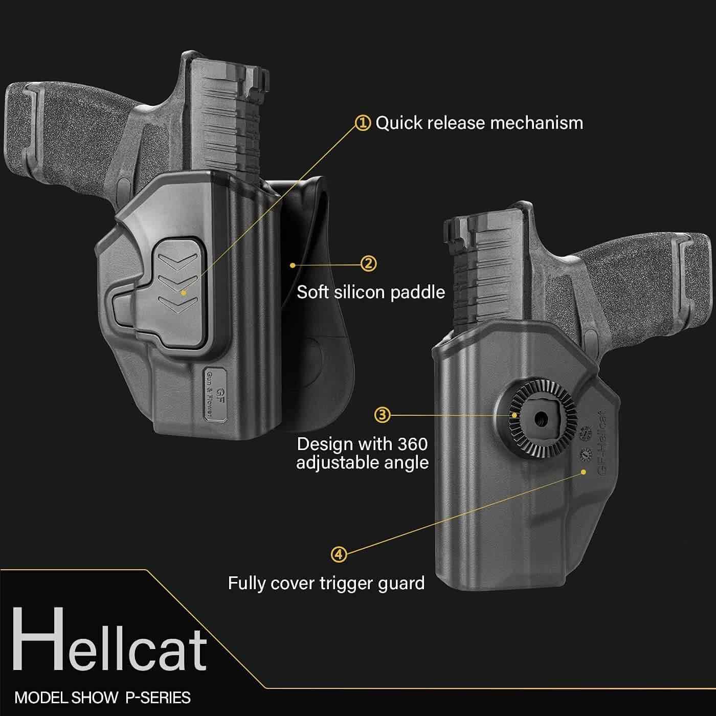 Springfield Hellcat Micro-Compact 3'' 9mm Holster, Outside Waistband Carry OWB Holster,Adjustable Cant/Index Finger Release, Right Hand