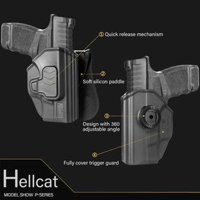 Springfield Hellcat Micro-Compact 3'' 9mm Holster, Outside Waistband Carry OWB Holster,Adjustable Cant/Index Finger Release, Right Hand