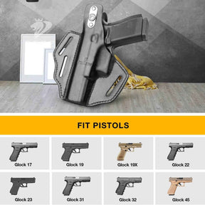Full Grain Leather OWB Thumb Break Holster for Glock 17 19 19x 22 23 31 32 45 | Right Hand - Gunflowerholsters