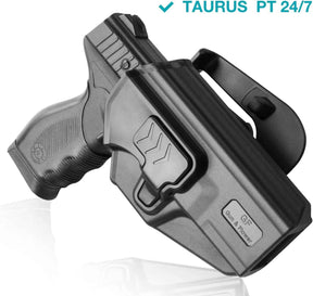 OWB Holster for Taurus PT24/7 Only(Not fit Pro), Outside Waistband Index-Finger Release Holster, 360 Degrees Adjustable, Level II Retention Locking System, Right Hand - Gunflowerholsters
