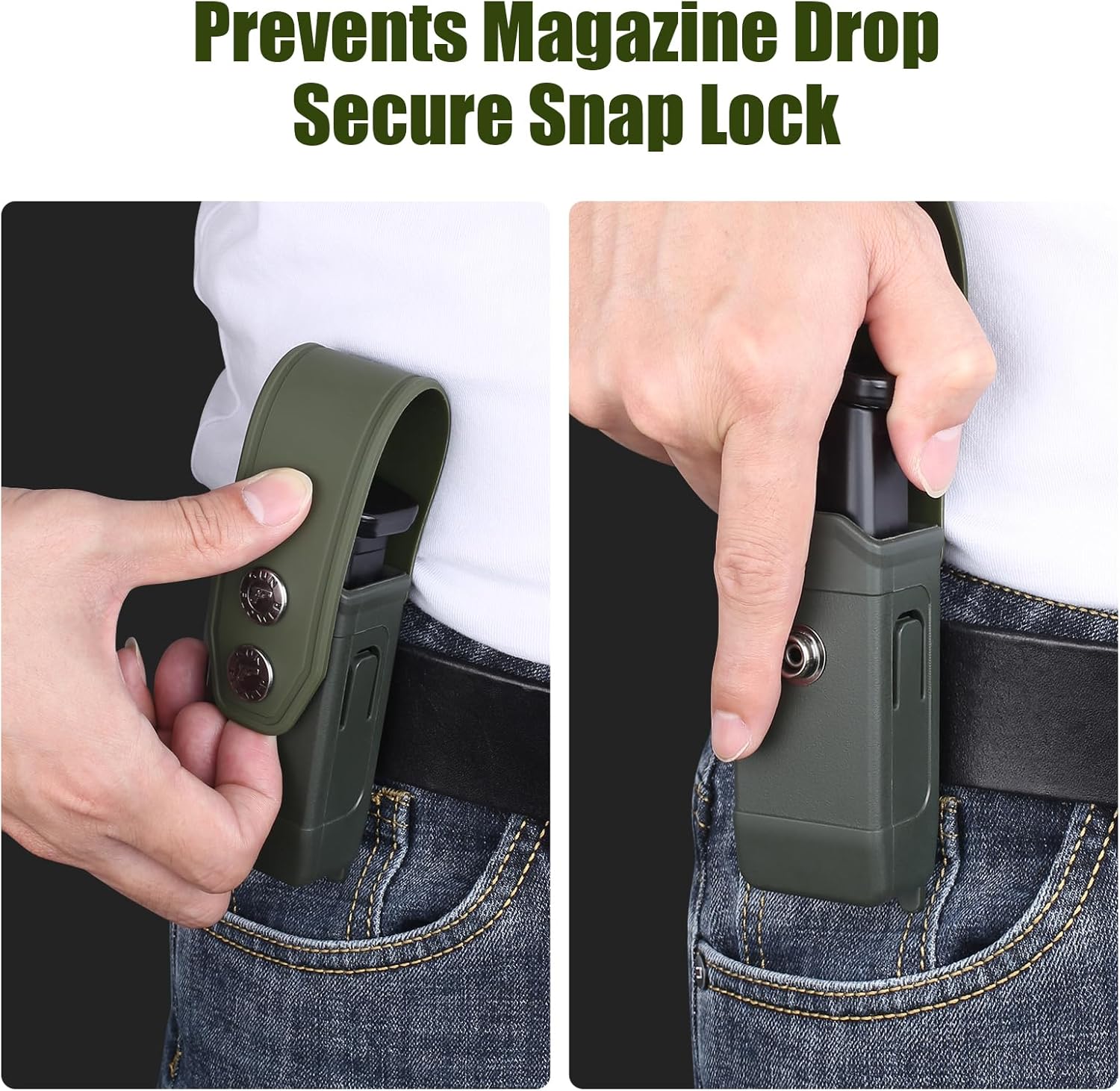 Double Stack Magazine Pouch for Glock 17/19/19X, Sig P320/P365, M&P, Taurus G2C – Fits 9mm/.40 Mags, Belt & MOLLE Compatible, with Removable Retention Strap, Green Polymer Mag Carrier - Polymerholster
