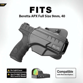 Beretta APX Holster, Thumb OWB Holster Fit Beretta APX Full Size 9mm, 40, Level II Retention/360 Degrees Adjustable Right Hand|Gun & Flower - Polymerholster