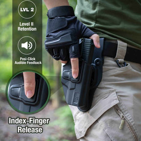 Holster Level II Retention OWB Open Carry,Compatible with Glock G17/G19/G26 Gen3-5  G17/G19 Gen4-5 MOS  G23/G32 Gen5 MOS G19X  G19 Gen4 MOS  G44  G45  G45 MOS  , Fit Belt 1.5’’ 1.75’’ 2.0’’ 2.25’’, Not Fit G23 Gen5, Righ Hand - Gunflowerholsters