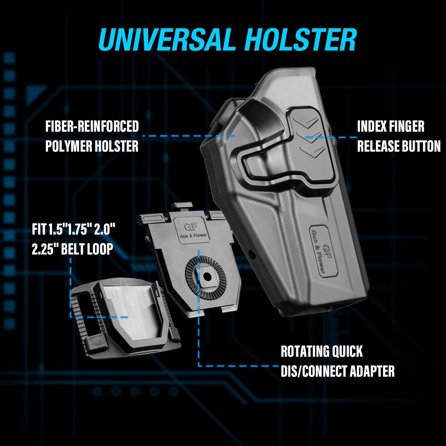 Gun & Flower Tool-Free 360° Adjustment OWB Holster, Optic/RDS Compatible for Smith & Wesson M&P Shield 380 EZ丨M&P Shield 9mm EZ, Quick Release, Level 2 Retention, Belt Loop,Right Hand - Polymerholster