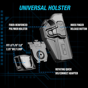 Gun & Flower Tool-Free 360° Adjustment OWB Holster, Optic/RDS Compatible for Smith & Wesson M&P Shield 380 EZ丨M&P Shield 9mm EZ, Quick Release, Level 2 Retention, Belt Loop,Right Hand - Polymerholster