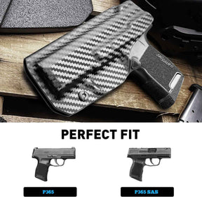 Carbon Fiber Texture Sig Sauer P365 P365 SAS P365X P365.380 ACP IWB Kydex Holster, Right Hand | Gun & Flower