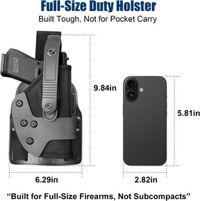 Universal Adjustable Drop Leg Holster - Fits Glock 17 19 22 23 26 Gen3-5, Taurus G2C G3C G3 XL, Beretta 92FS PX4 APX, M&P 9MM Compact, Canik TP9 SF Elite, CZ P07 P09 P10C | Tactical Thigh Platform (No Optic) - Polymerholster