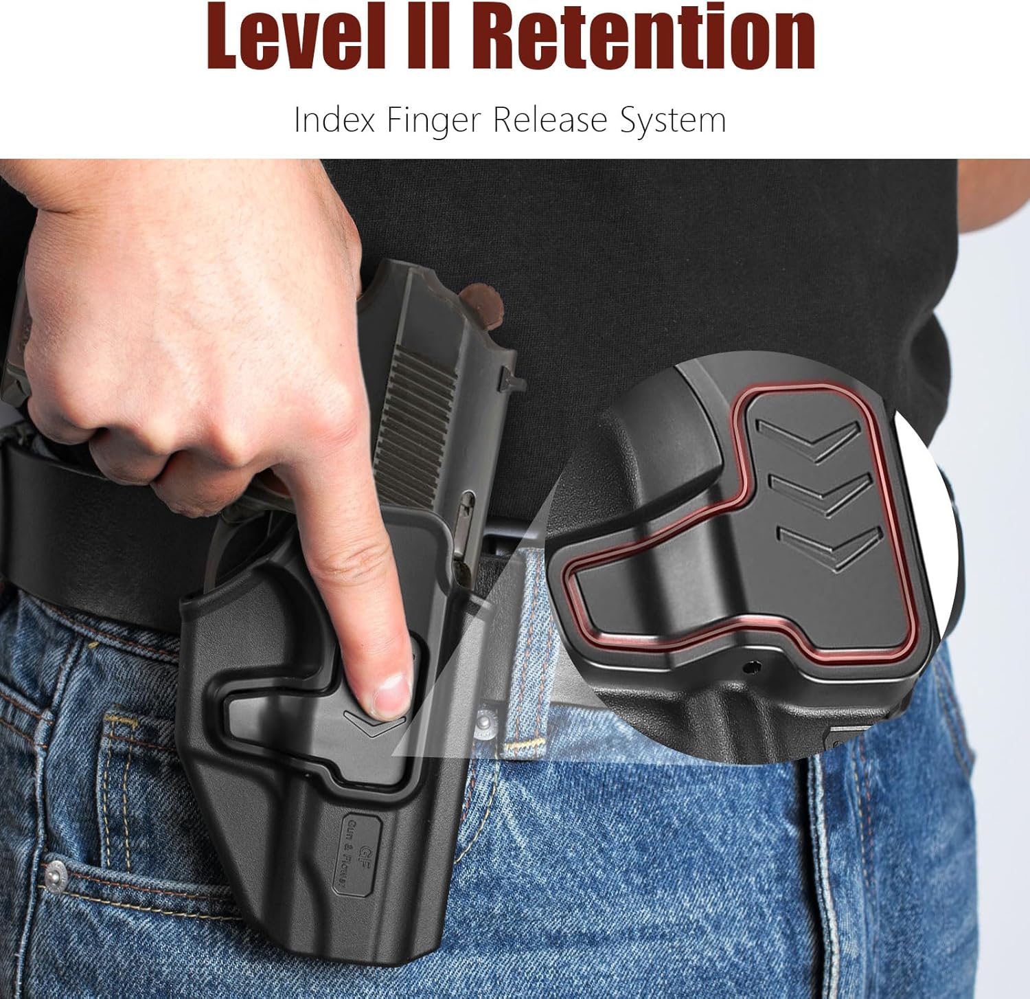 GUN & FLOWER OWB Makarov PM Paddle Holster - Level 2 Index Finger Release, 360° Adjustable Gearwheel Paddle, Fits 1.5" - 2.25" Belts, Optics Cut Ready, Right Hand, Open Muzzle Design (Black) - Gunflowerholsters