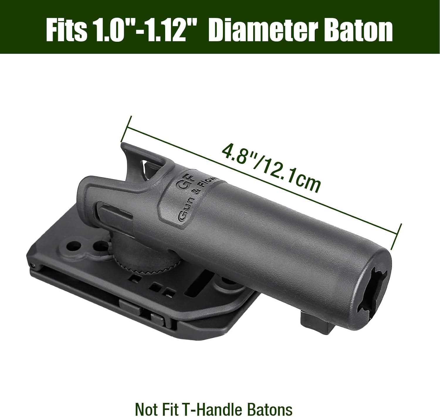 Baton Holder for 1.0 to 1.12 inch Diameter Batons, Expandable Baton Holsters for Duty Belt, 360 Degrees Rotation Tactical Swivelling Baton Pouch, Fits 1.5" 1.75" 2.0" Wide Belt - Polymerholster