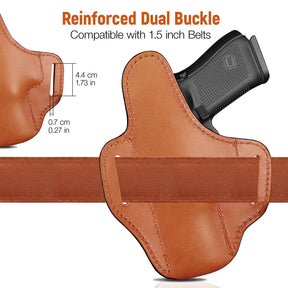 GUN & FLOWER Hand-Carved Full-Grain Leather Luxury OWB Holster for Glock 17/19 Gen 3-5, 22/23/31/32 Gen 3-4, Glock 19x/44/45 – Exclusive Dual-Sided Smooth Protection, Floral Design, Fits 1.5" Belts - Gunflowerholsters