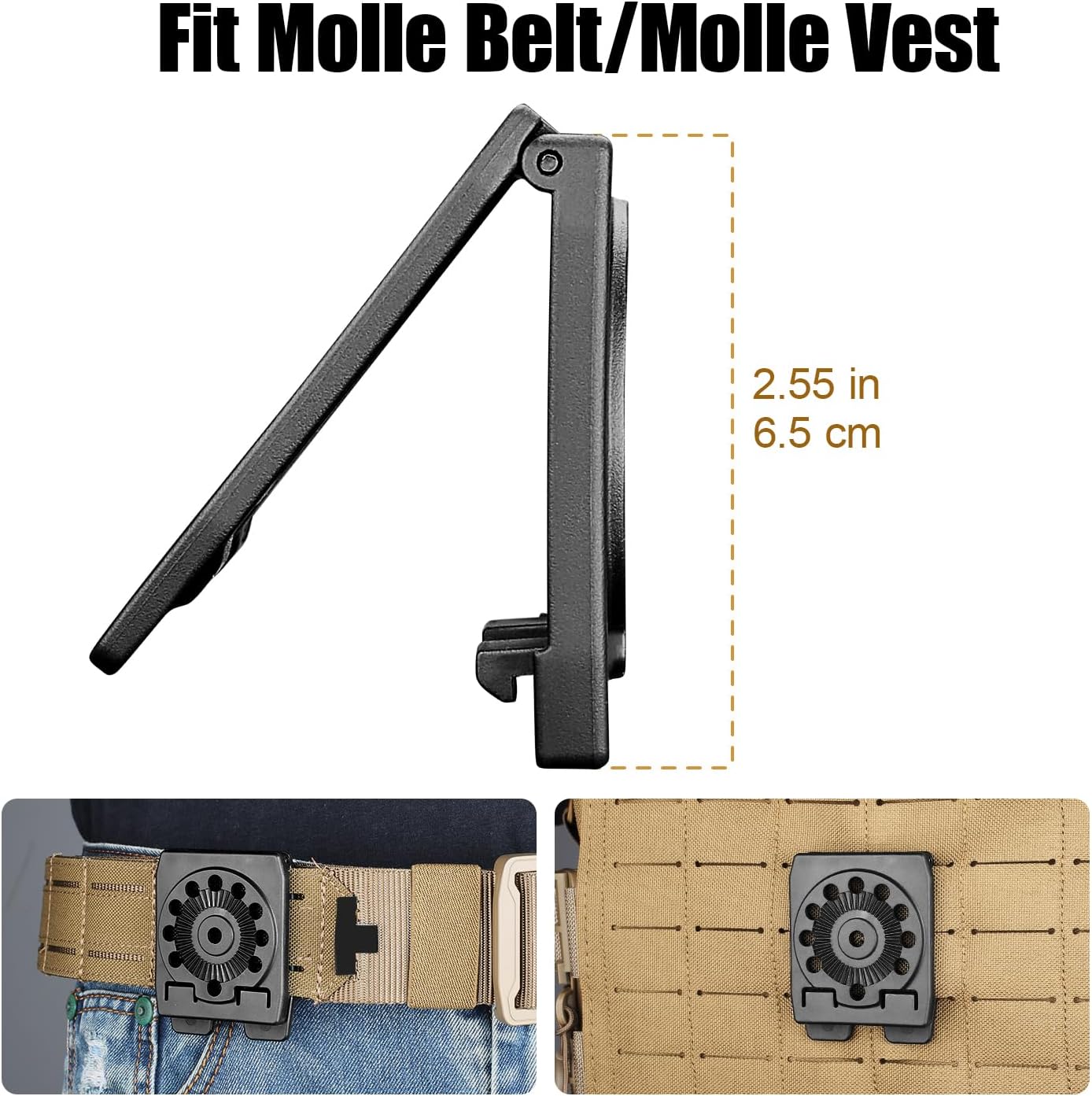Gun & Flower MOLLE Adapter - Ultra-Strong Compact Gearwheel Design for Holsters, Mag Pouches, Tactical Attachments - Fits 1.5" Belts, Vests & Backpacks - Gunflowerholsters